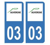 HADEXIA Autocollant Stickers Plaque d'immatriculation Voiture Auto département 03 Allier Ancienne Région Auvergne