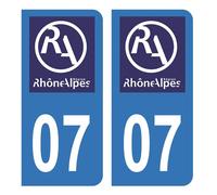 HADEXIA Autocollant Stickers Plaque d'immatriculation Voiture Auto département 07 Ardèche Logo Ancienne Région Rhône Alpes