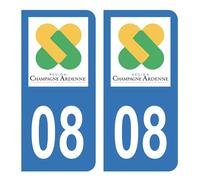 HADEXIA Autocollant Stickers Plaque d'immatriculation Voiture Auto département 08 Ardennes Logo Ancienne Région Champagne Ardenne