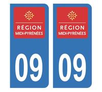 HADEXIA Autocollant Stickers Plaque d'immatriculation Voiture Auto département 09 Ariège Logo Ancienne Région Midi-Pyrénées.
