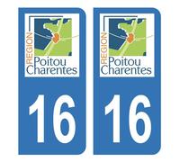 HADEXIA Autocollant Stickers Plaque d'immatriculation Voiture Auto département 16 Charente Ancienne Région Poitou Charentes