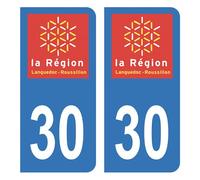 HADEXIA Autocollant Stickers Plaque d'immatriculation Voiture Auto département 30 Gard Logo Ancienne Région Languedoc-Roussillon
