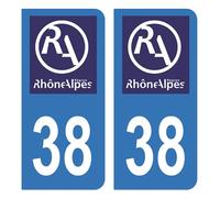 HADEXIA Autocollant Stickers Plaque d'immatriculation Voiture Auto département 38 Isère Logo Ancienne Région Rhône Alpes