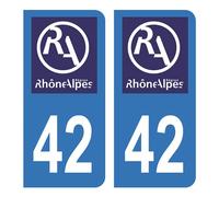 HADEXIA Autocollant Stickers Plaque d'immatriculation Voiture Auto département 42 Loire Logo Ancienne Région Rhône Alpes