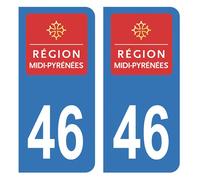 HADEXIA Autocollant Stickers Plaque d'immatriculation Voiture Auto département 46 Lot Logo Ancienne Région Midi-Pyrénées