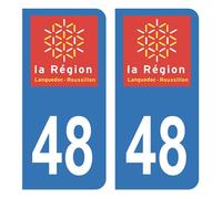 HADEXIA Autocollant Stickers Plaque d'immatriculation Voiture Auto département 48 Lozère Logo Ancienne Région Languedoc-Roussillon