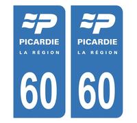 HADEXIA Autocollant Stickers Plaque d'immatriculation Voiture Auto département 60 Oise Logo Ancienne Région Rhône-Alpes
