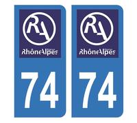 HADEXIA Autocollant Stickers Plaque d'immatriculation Voiture Auto département 74 Haute-Savoie Logo Ancienne Région Rhône Alpes