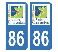 HADEXIA Autocollant Stickers Plaque d'immatriculation Voiture Auto département 86 Vienne Ancienne Région Poitou Charentes