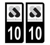 HADEXIA Autocollant Stickers Plaque d'immatriculation Voiture département 10 Aube Logo Ancienne Région Champagne Ardenne Noir