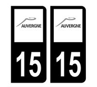 HADEXIA Autocollant Stickers Plaque d'immatriculation Voiture département 15 Cantal Ancienne Région Auvergne Noir