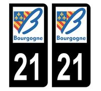 HADEXIA Autocollant Stickers Plaque d'immatriculation Voiture département 21 Côte-d'or Ancienne Région Bourgogne Noir Couleur