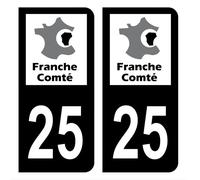 HADEXIA Autocollant Stickers Plaque d'immatriculation Voiture département 25 Doubs Ancienne Région Franche Comté Noir