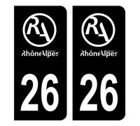 HADEXIA Autocollant Stickers Plaque d'immatriculation Voiture département 26 Drôme Logo Ancienne Région Rhône Alpes Noir