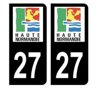 HADEXIA Autocollant Stickers Plaque d'immatriculation Voiture département 27 Eure Logo Ancienne Région Haute Normandie Noir Couleur