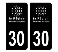 HADEXIA Autocollant Stickers Plaque d'immatriculation Voiture département 30 Gard Logo Ancienne Région Languedoc-Roussillon Noir