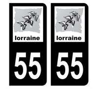 HADEXIA Autocollant Stickers Plaque d'immatriculation Voiture département 55 Meuse Logo Ancienne Région Lorraine Noir