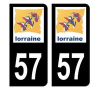 HADEXIA Autocollant Stickers Plaque d'immatriculation Voiture département 57 Moselle Logo Ancienne Région Lorraine Noir Couleur