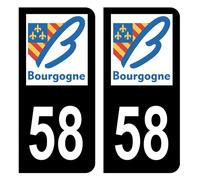 HADEXIA Autocollant Stickers Plaque d'immatriculation Voiture département 58 Nièvre Ancienne Région Bourgogne Noir Couleur