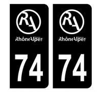 HADEXIA Autocollant Stickers Plaque d'immatriculation Voiture département 74 Haute-Savoie Logo Ancienne Région Rhône Alpes Noir