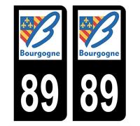 HADEXIA Autocollant Stickers Plaque d'immatriculation Voiture département 89 Yonne Ancienne Région Bourgogne Noir Couleur