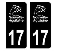 HADEXIA Autocollant Stickers Plaque immatriculation département 17 Charente-Maritime Région Nouvelle Aquitaine Noir