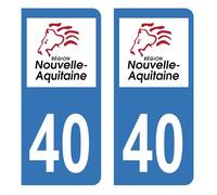 HADEXIA Autocollant Stickers Plaque immatriculation département 40 Landes Région Nouvelle Aquitaine