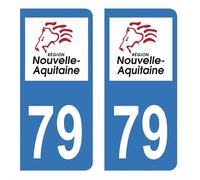 HADEXIA Autocollant Stickers Plaque immatriculation département 79 Deux-Sèvres Région Nouvelle Aquitaine