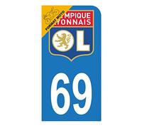 HADEXIA Autocollant Stickers Plaque immatriculation Scooter Moto 69 Club OL Olympique Lyonnais Bleu Foot