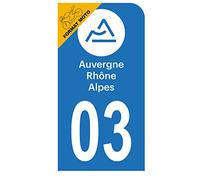 HADEXIA Autocollant Stickers Plaque immatriculation Scooter Moto département 03 Allier Logo Région Auvergne-Rhône-Alpes