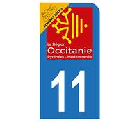 HADEXIA Autocollant Stickers Plaque immatriculation Scooter Moto département 11 AUDE Logo Région Occitanie