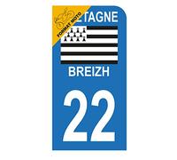 HADEXIA Autocollant Stickers Plaque immatriculation Scooter Moto département 22 Côtes d'Armor Logo Région Bretagne Breizh Symbol