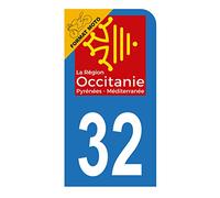 HADEXIA Autocollant Stickers Plaque immatriculation Scooter Moto département 32 Gers Logo Région Occitanie