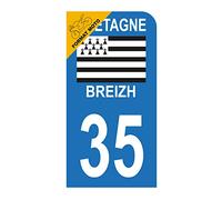 HADEXIA Autocollant Stickers Plaque immatriculation Scooter Moto département 35 Ille-et-Vilaine Logo Région Bretagne Breizh Symbol