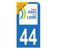 HADEXIA Autocollant Stickers Plaque immatriculation Scooter Moto département 44 Loire-Atlantique Logo Région Pays de la Loire