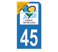 HADEXIA Autocollant Stickers Plaque immatriculation Scooter Moto département 45 Loiret Logo Région Centre-Val de Loire