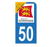 HADEXIA Autocollant Stickers Plaque immatriculation Scooter Moto département 50 Manche Logo Région Normandie