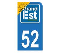HADEXIA Autocollant Stickers Plaque immatriculation Scooter Moto département 52 Haute-Marne Logo Région Grand Est