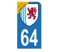 HADEXIA Autocollant Stickers Plaque immatriculation Scooter Moto département 64 Pyrénées-Atlantiques Logo Nouvelle Aquitaine