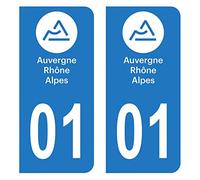 HADEXIA Autocollant Stickers Plaque immatriculation Voiture Auto département 01 Ain Logo Région Auvergne-Rhône-Alpes