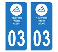 HADEXIA Autocollant Stickers Plaque immatriculation Voiture Auto département 03 Allier Logo Région Auvergne-Rhône-Alpes