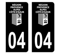 HADEXIA Autocollant Stickers Plaque immatriculation Voiture Auto département 04 Alpes-de-Haute-Provence Logo Région PACA Full Noir