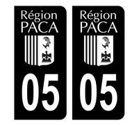 HADEXIA Autocollant Stickers Plaque immatriculation Voiture Auto département 05 Hautes-Alpes Ancien Logo Région PACA Full Noir