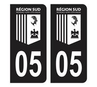 HADEXIA Autocollant Stickers Plaque immatriculation Voiture Auto département 05 Hautes-Alpes Logo Région SUD Full Noir