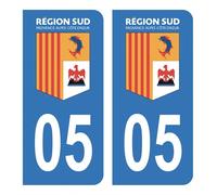 HADEXIA Autocollant Stickers Plaque immatriculation Voiture Auto département 05 Hautes-Alpes Logo Région SUD
