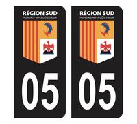 HADEXIA Autocollant Stickers Plaque immatriculation Voiture Auto département 05 Hautes-Alpes Logo Région SUD Noir Couleur