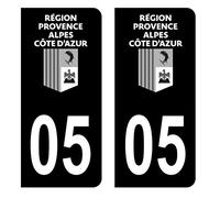 HADEXIA Autocollant Stickers Plaque immatriculation Voiture Auto département 05 Hautes-Alpes Logo Région Provence PACA Full Noir