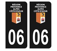 HADEXIA Autocollant Stickers Plaque immatriculation Voiture Auto département 06 Alpes-maritimes Logo Région Provence PACA Noir Couleur