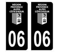 HADEXIA Autocollant Stickers Plaque immatriculation Voiture Auto département 06 Alpes-maritimes Logo Région Provence PACA Full Noir