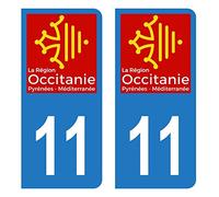 HADEXIA Autocollant Stickers Plaque immatriculation Voiture Auto département 11 AUDE Logo Région Occitanie
